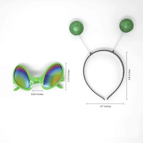 Vista 2 de Falda de disfraz de alienígena para mujer con diadema y gafas para fiesta Verde
