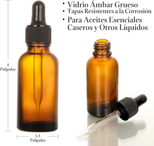 Vista 3 de 12 botellas con cuentagotas ámbar de 1 onza con 3 embudos de acero inoxidable y 1 cuentagotas de vidrio largo, botellas de vidrio de 1.0 fl oz