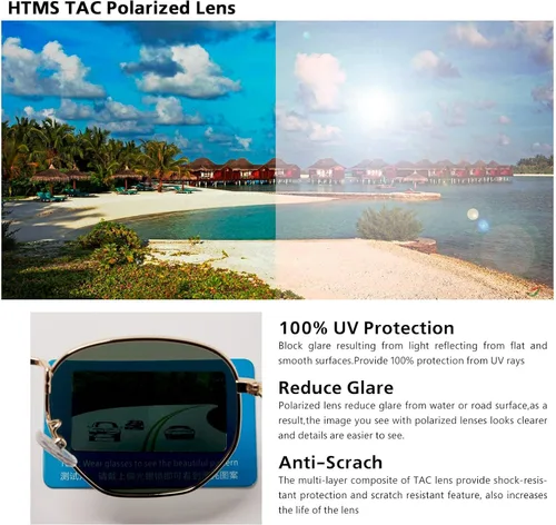 Vista 5 de Hipster. - Lentes de sol polarizados hexagonales para hombre y mujer, diseño geométrico, cuadrados, pequeños, marco de metal vintage, gafas de sol