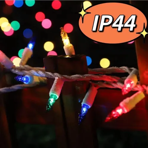 Vista 3 de JUSTPRO - Tira de luces multicolor de alambre blanco de 21.6 pies, 100 luces incandescentes de Navidad, con certificación UL, mini luces de Navidad