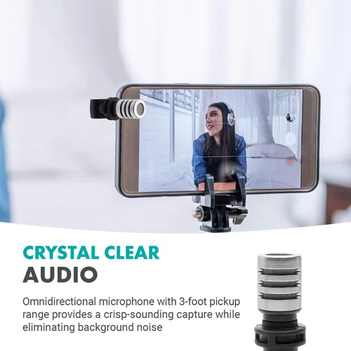 Vista 3 de Movo MA5SP - Micrófono de escopeta TRRS de 0.138 in para dispositivos iPhone o Android, micrófono omnidireccional para teléfono con rotación
