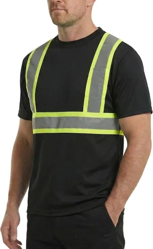 Vista 8 de HYCOPROT Hi Vis - Camisas de seguridad de manga corta para hombres y mujeres, camiseta reflectante de alta visibilidad para hombres y mujeres