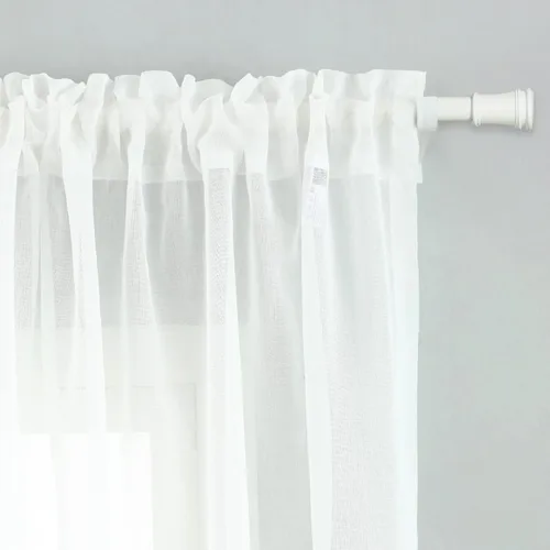 Vista 3 de VOGOL Cortinas traslúcidas blancas de 84 pulgadas de largo, cortinas de gasa ligeras bordadas de árbol para granja, 2 paneles de estilo campestre