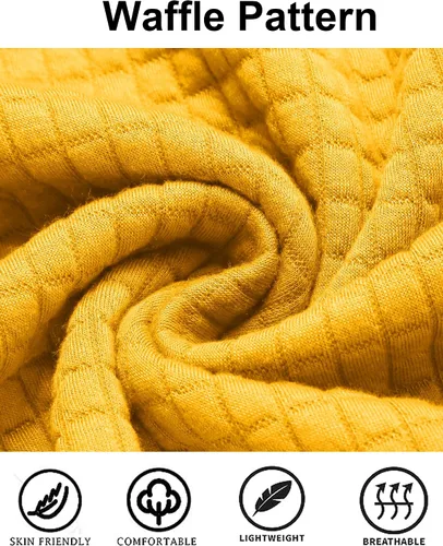 Vista 6 de COOFANDY - Sudadera con capucha para hombre, casual, de manga larga, con cordón ajustable y punto gofre