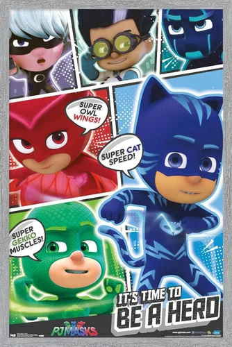 Vista 15 de Trends International PJ Masks - Póster de pared, 14.725 x 22.375 pulgadas, versión enmarcada de madera de granero