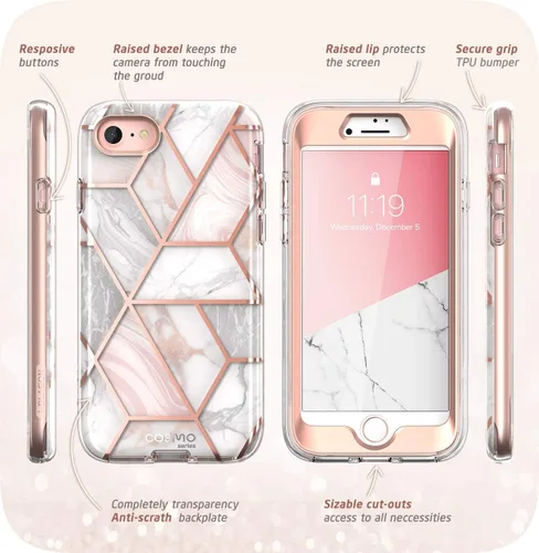 Vista 7 de i-Blason Cosmo - Funda para iPhone SE 2022 (3ª generación), [protector de pantalla integrado] Funda protectora delgada de cuerpo completo