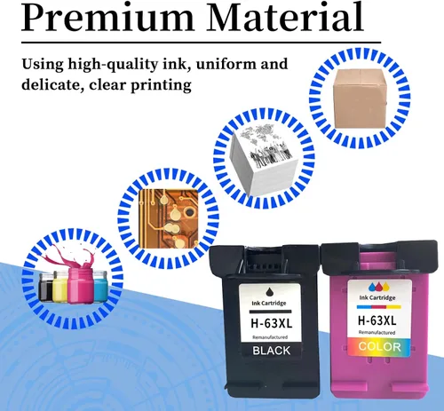 Vista 6 de 63XL 63 - Cartuchos de tinta compatibles con HP 63 63XL, cartuchos de tinta de alto rendimiento para impresoras HP DeskJet 1110, 1115, 2130, 2135