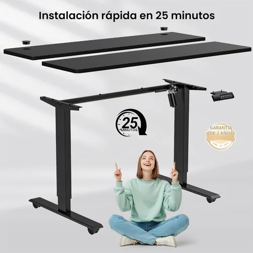 Vista 9 de farexon - Escritorio de pie de 48 x 24 pulgadas, escritorio eléctrico de altura ajustable con estación de carga, escritorio para trabajar de pie