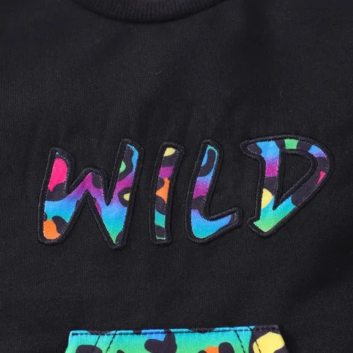 Vista 4 de NUBEEHOHO Conjunto de ropa de 2 piezas de manga larga con cuello redondo y estampado de animales de dibujos animados para niñas de otoño e invierno