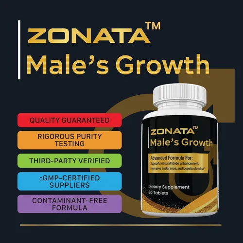 Vista 3 de Zonata Paquete de 3 suplementos dietéticos de crecimiento masculino para hombres, el crecimiento masculino mejora naturalmente el rendimiento