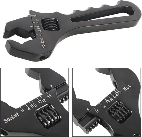 Vista 3 de labwork 3AN-16AN Llave inglesa ajustable Spanner de aluminio ligero para adaptador de conexión de manguera AN, extremo negro