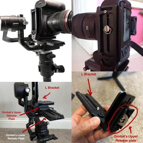 Vista 2 de (Real Single One) Cámara DSLR Soporte L Placa de liberación rápida Vertical Horizontal Trípode de conmutación Compatible con Canon Nikon Sony DJI