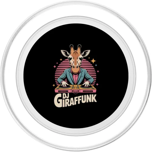 Vista 2 de DJ Giraffunk Retro Giraffe DJ Turntable Club Vibes PopSockets PopGrip for MagSafe