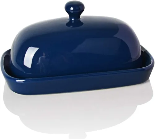 Vista 14 de Sweejar Mantequillera de cerámica con tapa para encimera, recipiente para mantequilla de porcelana con mango de perilla, recipiente para mantequilla