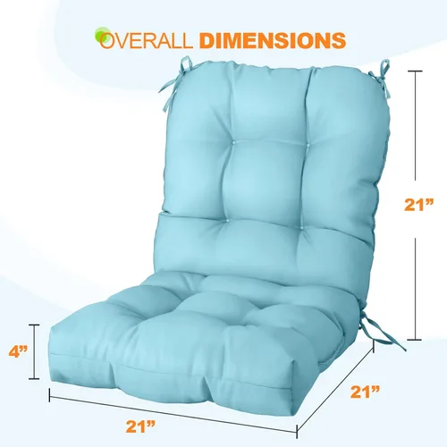 Vista 3 de EAGLE PEAK Cojín Acolchado para Silla de Exterior/Interior para Asiento/Respaldo, Juego de 1, 42'' x 21'', Azul Claro