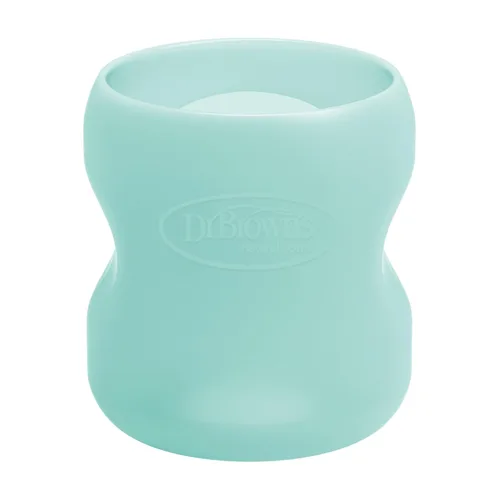 Vista 9 de Funda de botella de vidrio de cuello ancho Dr. Brown's Options+, 100% silicona, azul, sin BPA, 5 oz, paquete de 1 unidad