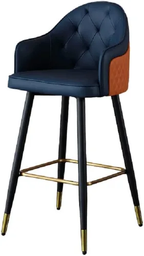 Vista 9 de Silla de bar, taburete de bar Glam con respaldo bajo, taburete tapizado para mostrador para Bristol (beige, taburete de 1 mostrador