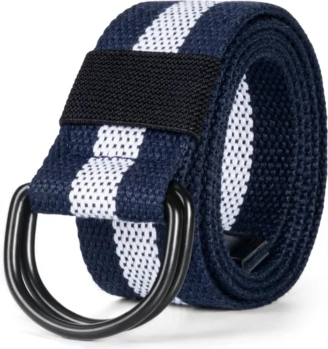 Vista 23 de Cinturón para mujeres y hombres de lona con hebilla negra 1 1/2" de ancho extra larga color sólido