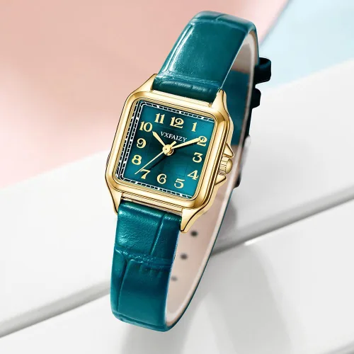Vista 4 de Reloj cuadrado delicado para mujeres con números arábigos fáciles de leer, relojes de vestir para damas