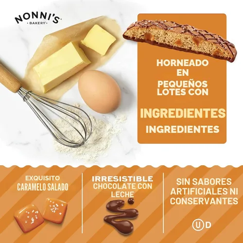 Vista 3 de Nonni's Galletas de biscotti de caramelo salado, envueltas individualmente, 25