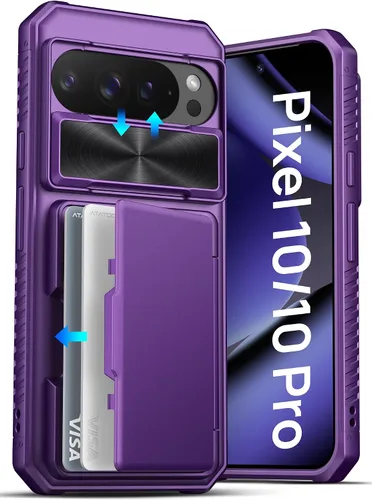 Vista 10 de ATATOO Funda tipo cartera para Google Pixel 10 Pro XL, tarjetero integrado (3-5 tarjetas) [bloqueo RFID] y cubierta de cámara deslizante, protección