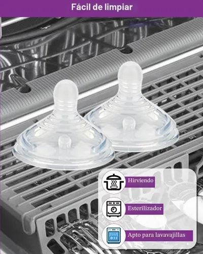 Vista 6 de 6 pezones de silicona para botellas Tomme Natural Start anticólicos y botellas anticólicos avanzadas, botella Closer to Nature, flujo lento