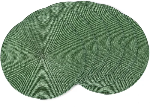Vista 44 de AHHFSMEI Juego de 6 manteles individuales redondos trenzados de 15 pulgadas para mesas de comedor, tejido natural, resistentes al calor, color beige