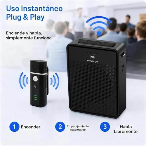 Vista 6 de Amplificador de voz con Bluetooth y micrófono inalámbrico Lavalier B006 15W Negro