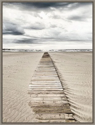Vista 19 de Amanti Art Framed Canvas Wall Art 24x18 Sandy Beach Boardwalk by Incado, Framed Wall Art Canvas, Beach Artwork, Traditional Decor, Medium Poster