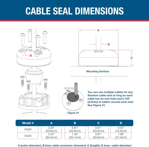 Vista 6 de SEAVIEW Round Cable Gland Stainless Steel Marine Grade Waterproof Cable Seal