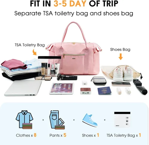 Vista 8 de WANDF For Spirit Airlines - Bolsa de viaje de 18 x 14 x 8 pulgadas, con bolsa de tamaño de cuarto de galón aprobada por la TSA y bolsas de zapatos