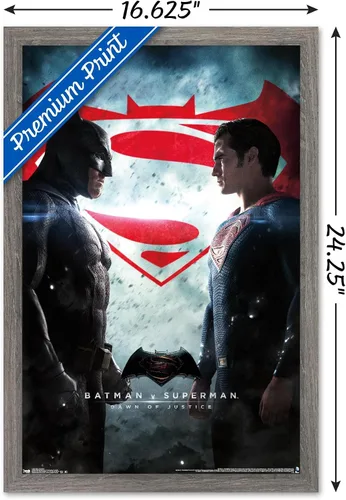 Vista 3 de Trends International DC Comics Movie - Batman v Superman - Póster de pared de una hoja, 14.725 x 22.375 pulgadas, versión enmarcada de madera