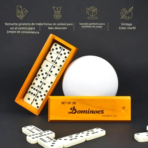 Vista 4 de Queensell Juego de dominó para adultos – Dominó – Juegos de mesa clásicos, juegos familiares de dominó dobles 6 para niños y adultos – Juego