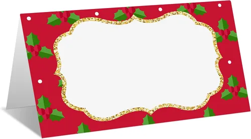 Vista 8 de Tarjetas editables con nombre – Paquete de 25 tarjetas de acompañante para fiesta de Navidad, boda o cena, fácil de plegar