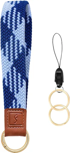 Vista 15 de Fishent Llavero elástico, bonito llavero de pulsera, cordón de muñeca tejido mejorado para llaves, llaveros para mujeres y hombres, llaves