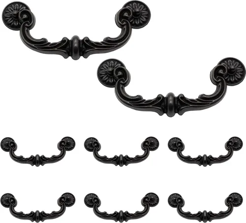 Vista 8 de Biaungdo 4 tiradores centrales de 5.945 in/6 pulgadas, aleación de zinc, estilo rústico, vintage, desplegable, manija de cajón antiguos para cocina