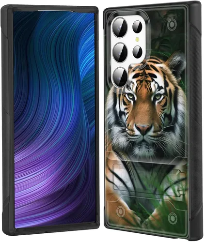 Vista 13 de Funda para Galaxy S24 Plus con soporte, doble capa híbrida de policarbonato duro y silicona suave, resistente a prueba de golpes, funda protectora