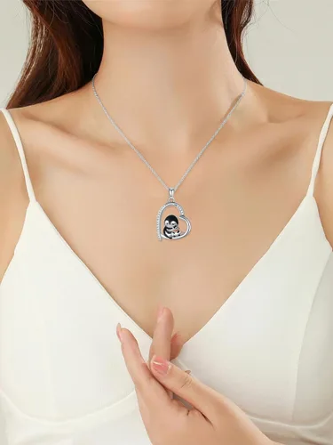 Vista 7 de POTOPYY Collar de rana, pingüino, elefante, panda, zorro, abeja, regalo para mujer, plata de ley S925, lindo colgante de animales, joyería