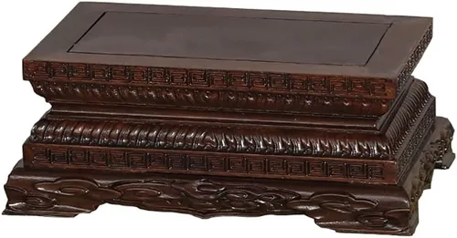 Vista 8 de GOLDY&WENDY Madera Rosewood Lotus Vajra Buda Base Rectangular Tallado Artesanía Pedestal