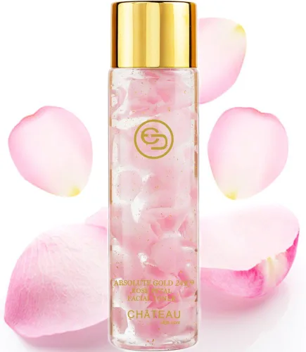 Vista 2 de Absolute Gold - Tónico facial de pétalos de rosa de 24 quilates, suero facial de elevación (paquete de 2). Oro de 24 quilates, colágeno, ácido
