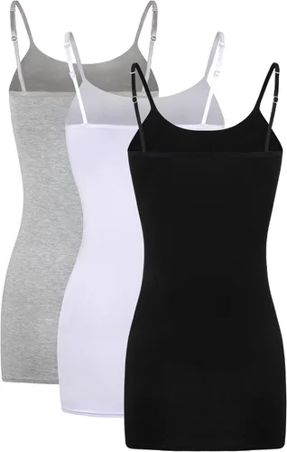 Vista 5 de WILLBOND - 3 camisetas sin mangas básicas y largas para mujer con tiras ajustables