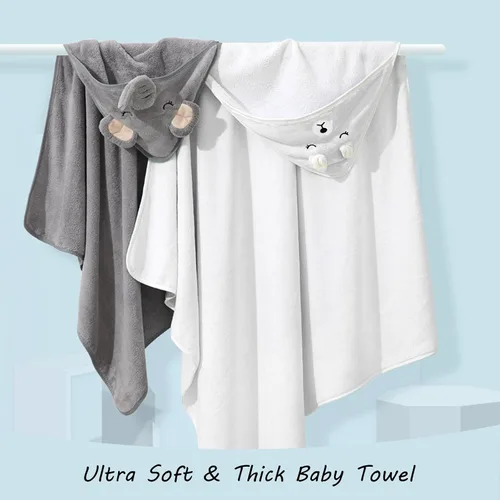 Vista 3 de Toallas de Baño con Capucha para Bebé - Toalla de Baño Premium Ultra Suave Orgánica para Bebé – Toallas Absorbentes e Hipoalergénicas para Bebé Niño