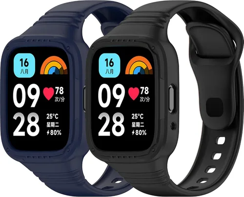 Vista 9 de Compatible con Redmi Watch 3 Active/Watch 3 Lite correas con funda antigolpes, correa deportiva de repuesto ajustable de silicona para Redmi Watch 3