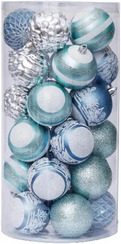 Vista 11 de Juego de 30 adornos de bolas de Navidad, bolas de adornos de Navidad inastillables, decoración de árbol de Navidad, bolas de árbol de Navidad rojas