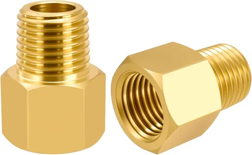 Vista 10 de SDTC Tech Juego de 2 adaptadores de tubería de latón 1/2 NPT rosca macho a 1/2 NPT rosca hembra reductor, conectores de extensión de tubería