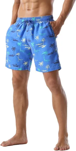 Vista 2 de Nonwe Traje de baño para hombre, de secado rápido, retro, suave, lavado con cordón