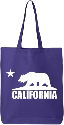Vista 9 de shop4ever Cali White Bear Cotton Tote California Bolsa de compras reutilizable Eco