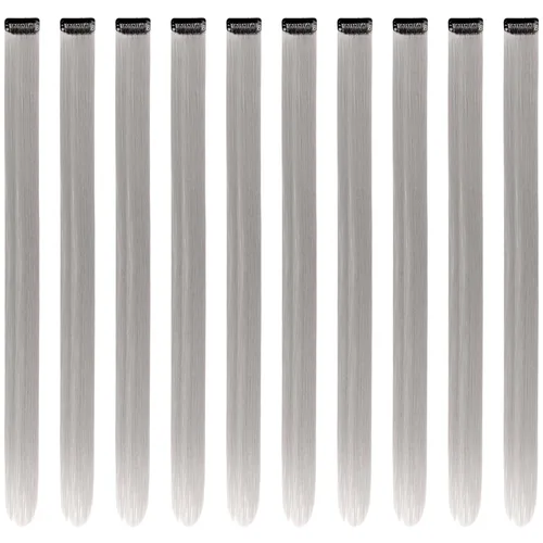 Vista 6 de Extensiones de cabello negro con clip, 10 piezas de 22 pulgadas de largo, rectas de colores lisos, accesorios sintéticos, extensiones con clip