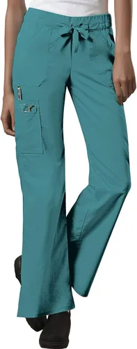 Vista 7 de Cherokee Pantalones quirúrgicos para mujer, tiro bajo, pierna acampanada, cordón ajustable con 6 bolsillos, 24001 Peltre