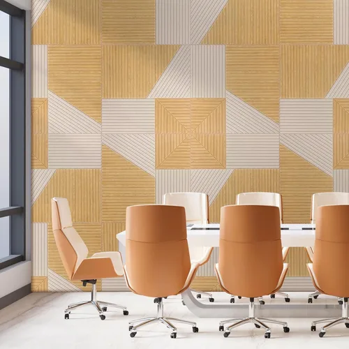 Vista 7 de Paquete de 6 paneles acústicos para pared (cada uno de 23.6x23.6 pulgadas) - Reducción de ruido de 25dB, autoadhesivo color marrón Decoración
